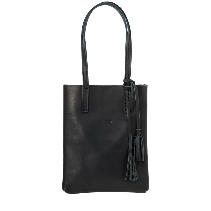 ANON ナチュラルレザー・ミニトートバッグ・ブラック(ブラック