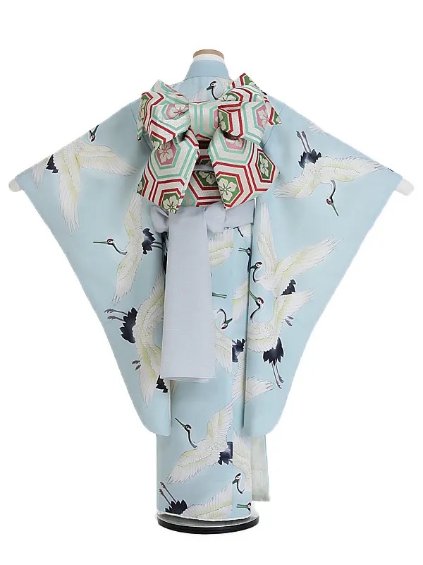 7歳七五三レンタル｜鶴 水色