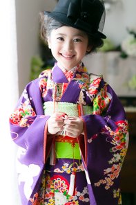 7歳七五三レンタル アンティーク復刻 幸福鳩 紫