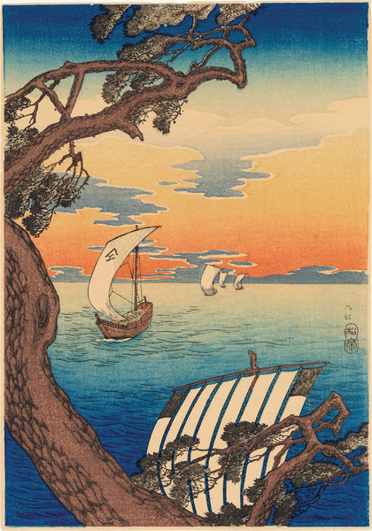 Takahashi Hiroaki (Shôtei) 高橋松亭 弘明: Returning Sailboats at