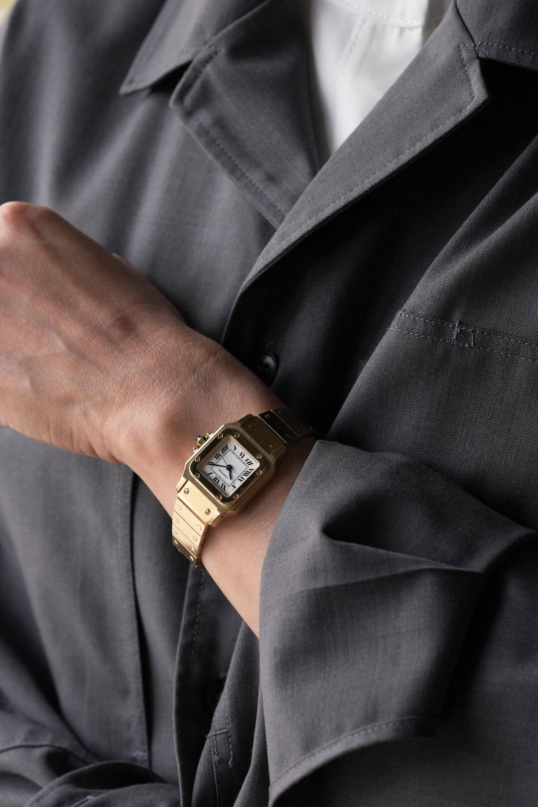 カルティエ/サントスカレ/サントスガルベSM/ホワイトローマンダイヤル