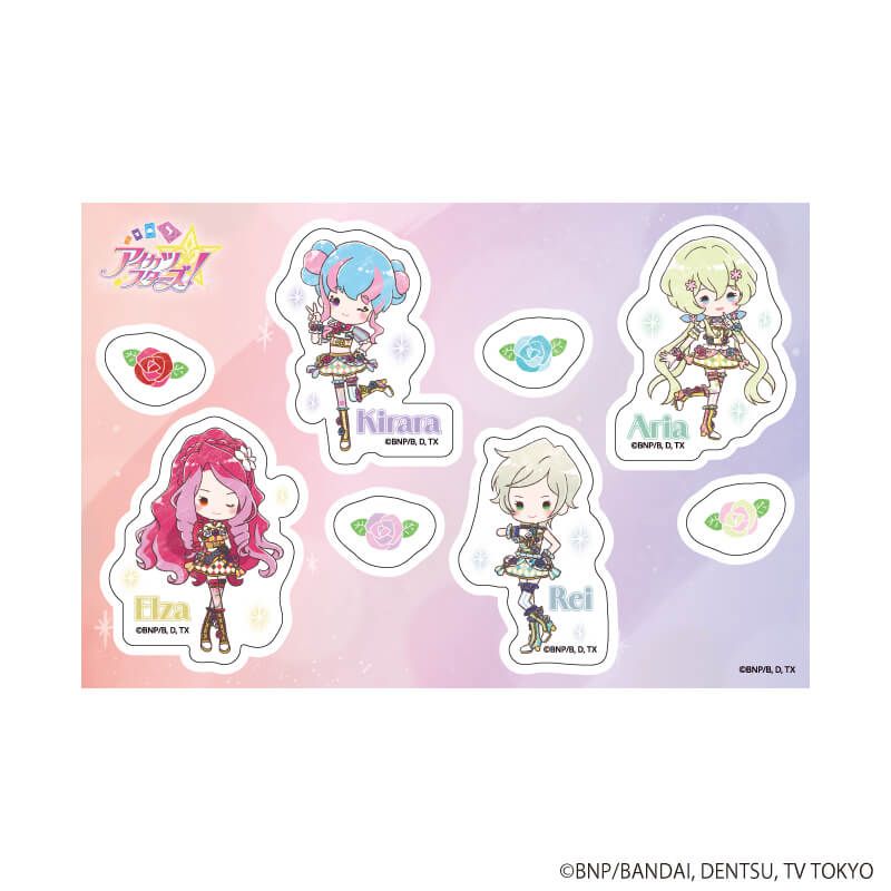 PETANTシール「アイカツスターズ！」08/エルザ＆きらら＆レイ＆アリア