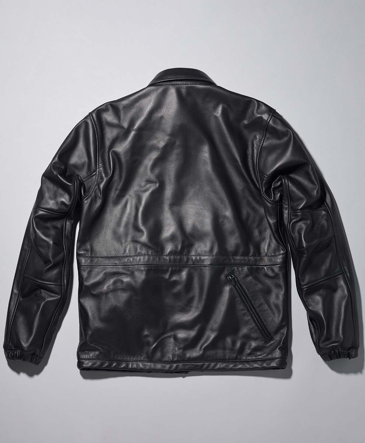 LEATHER COACH JACKET / Black