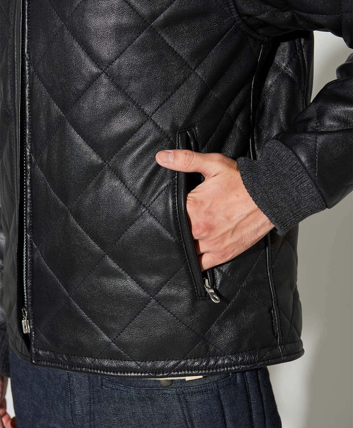 革ジャン ダイヤモンドキルティング レザーブルゾン｜カドヤ公式