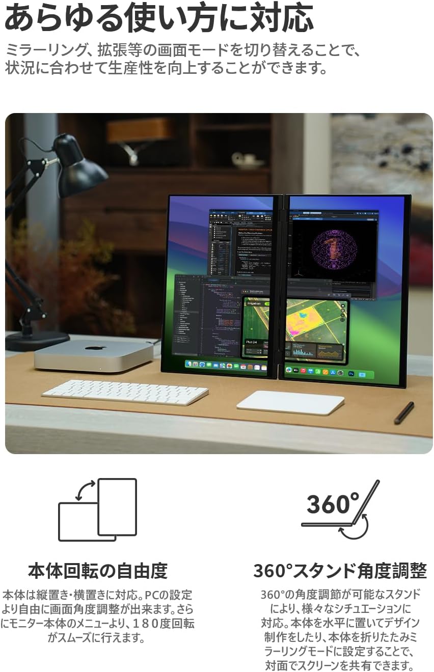 16インチ デュアルモニター タッチペン対応 2560x1600 60Hz XQ-160PW/NW