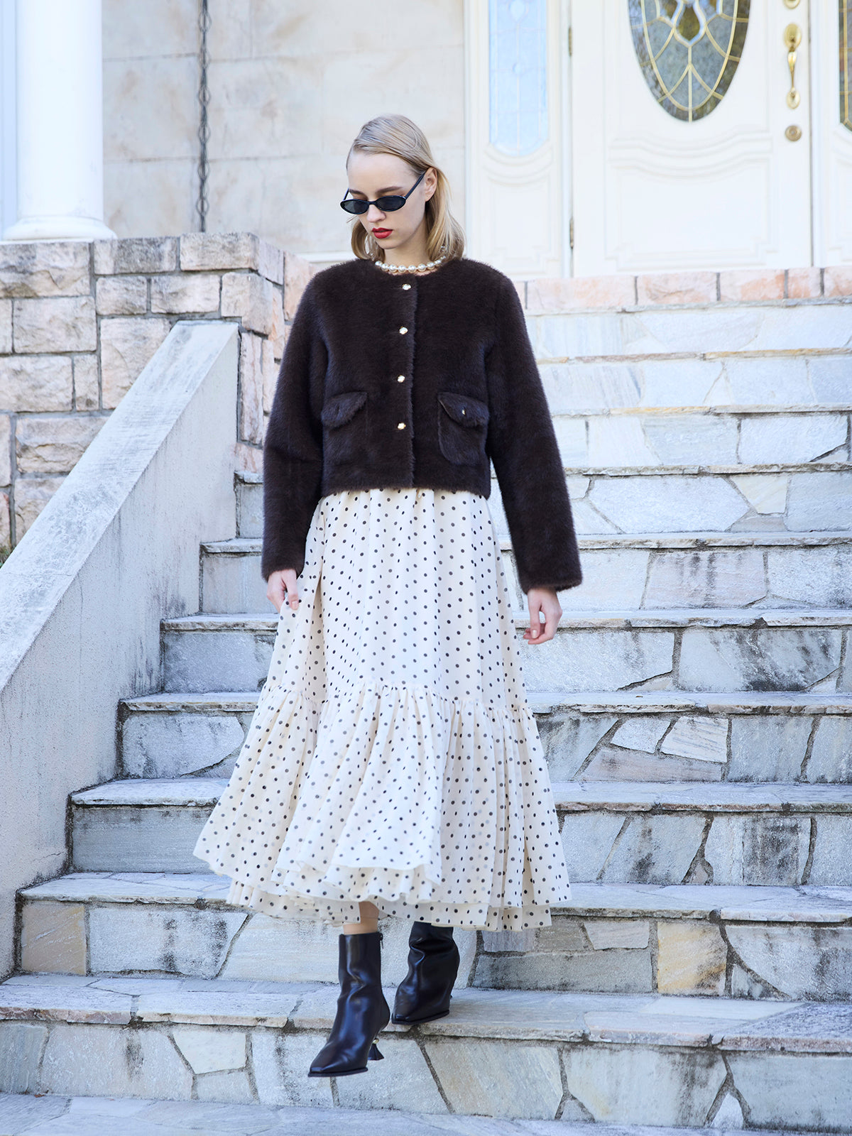 ドットギャザーフリルワンピース