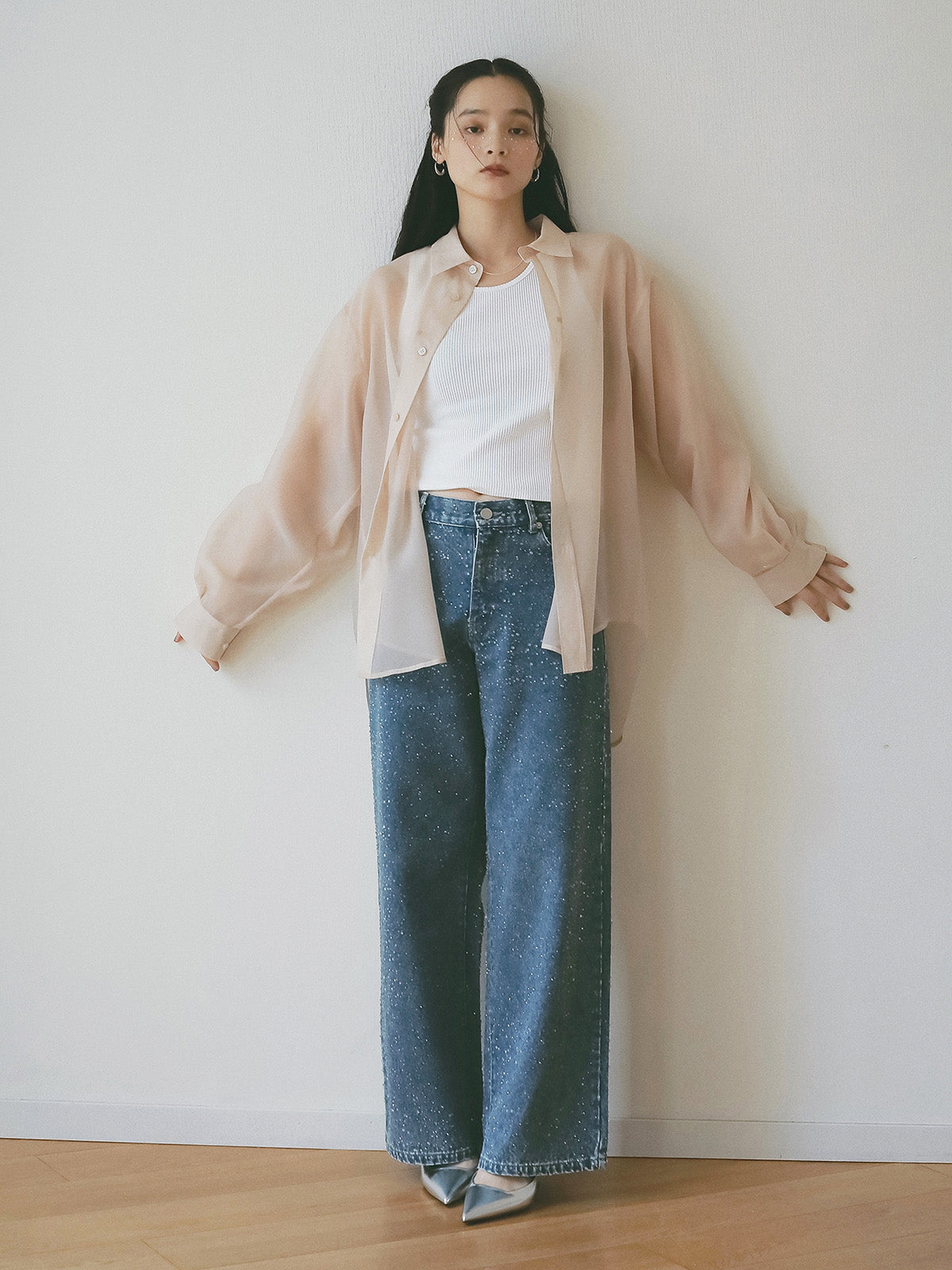 drop patternデニムパンツ