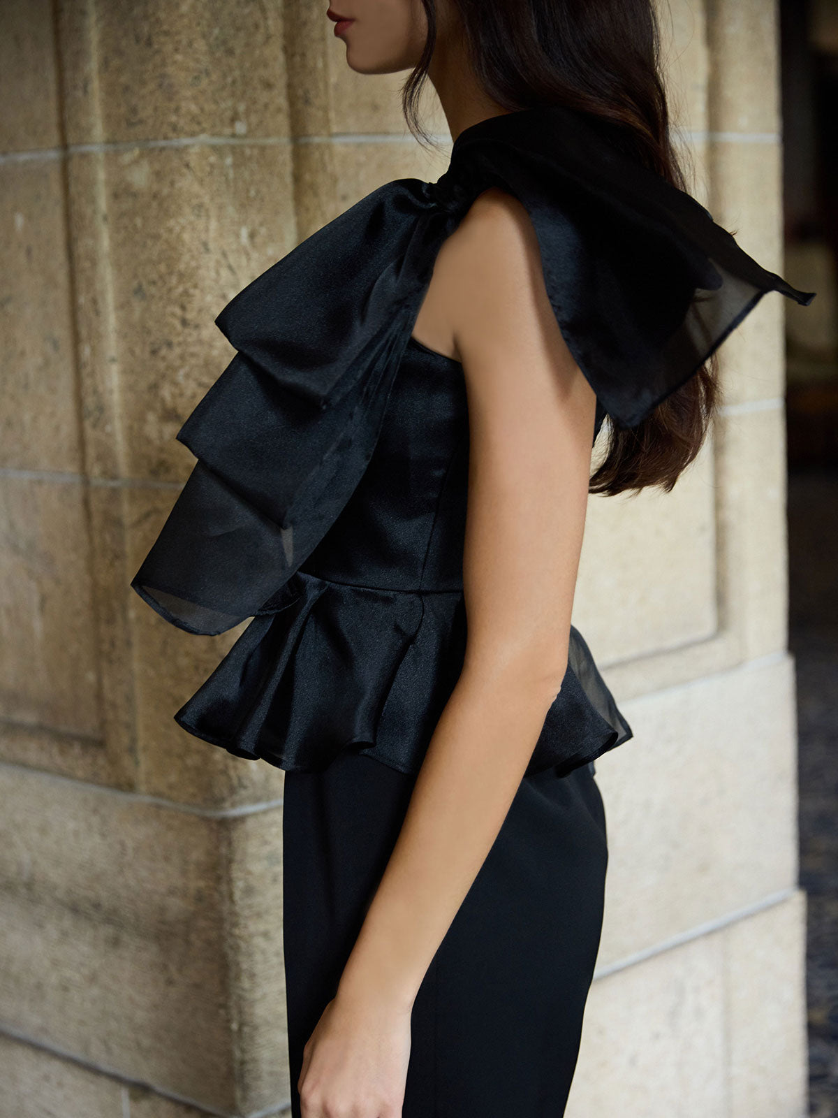 ビッグリボンペプラムオールインワン