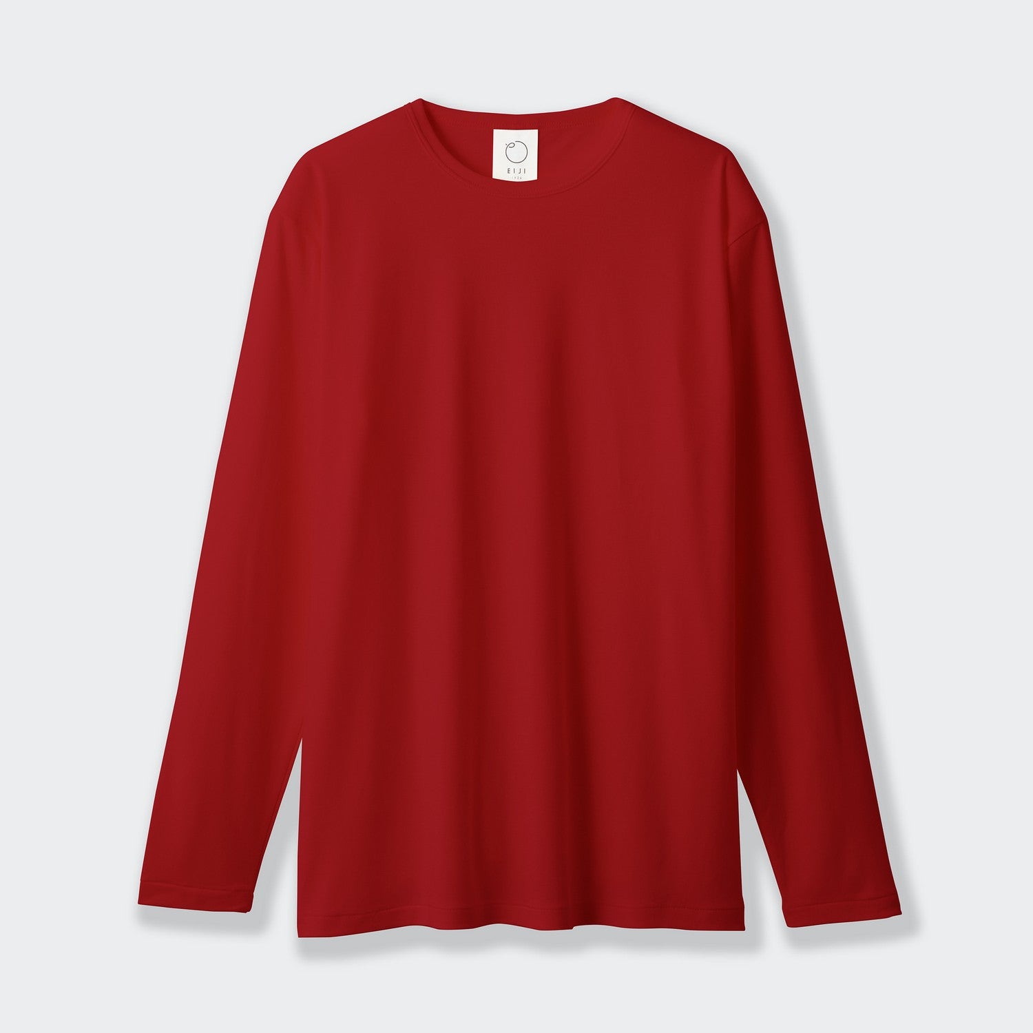 WOMENS ベーシック 長袖 クルーネックTシャツ RED | 高級無地Tシャツ