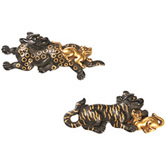 京金工 親子虎豹図目貫 保存刀装具 ｜日本刀販売は永楽堂