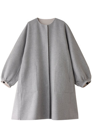 ADORE(アドーア)｜カシミヤ混2TONEリバーノーカラーコート/グレー の