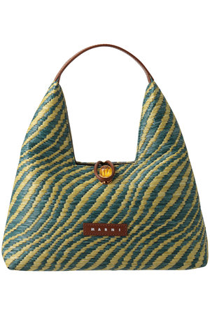 MARNI(マルニ)｜ラフィアエフェクトミニハンドバッグ/ガーデングリーン