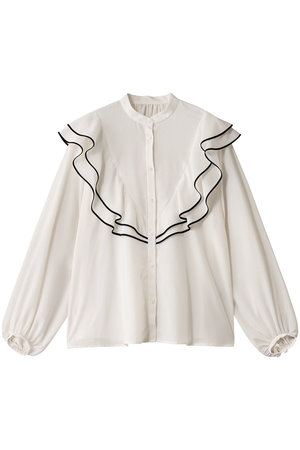 martinique(マルティニーク)｜バイカラーパイピングブラウス/ホワイト