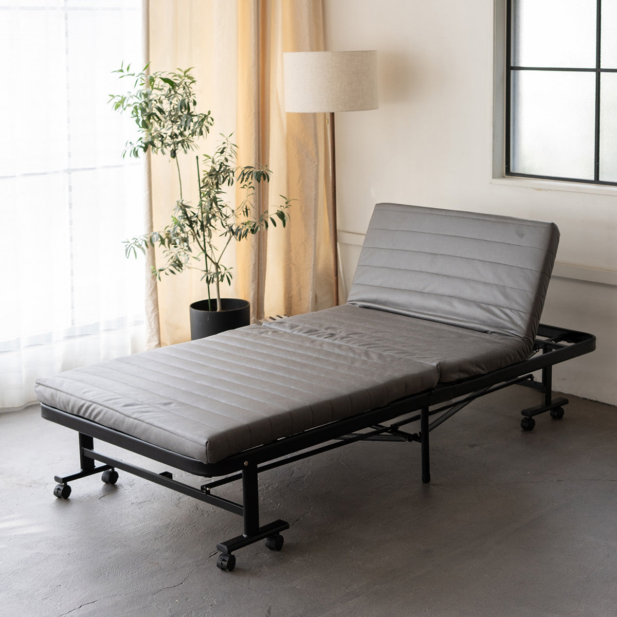 折りたたみベッド シングル スリム ファブレザー 完成品 MEHOL