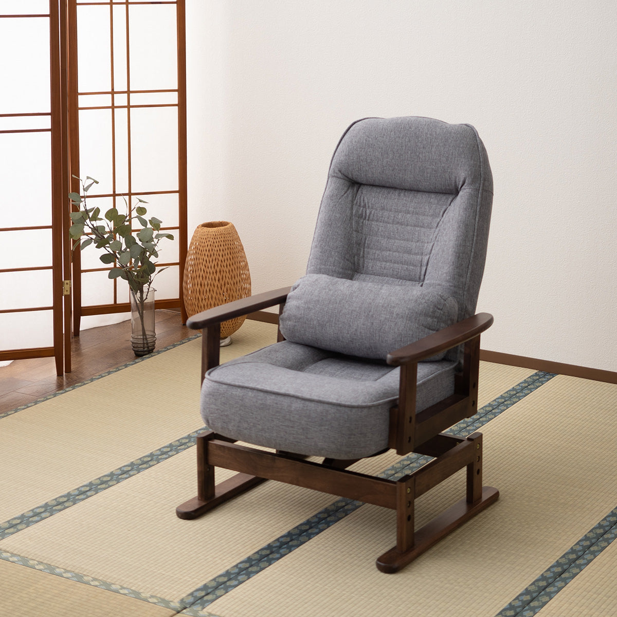 回転高座椅子 「きらく」 腰当てクッション付 5段階リクライニング 座