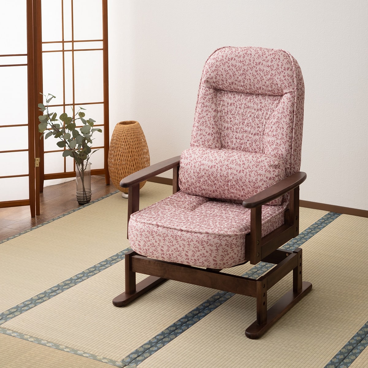 回転高座椅子 「きらく」 腰当てクッション付 5段階リクライニング 座