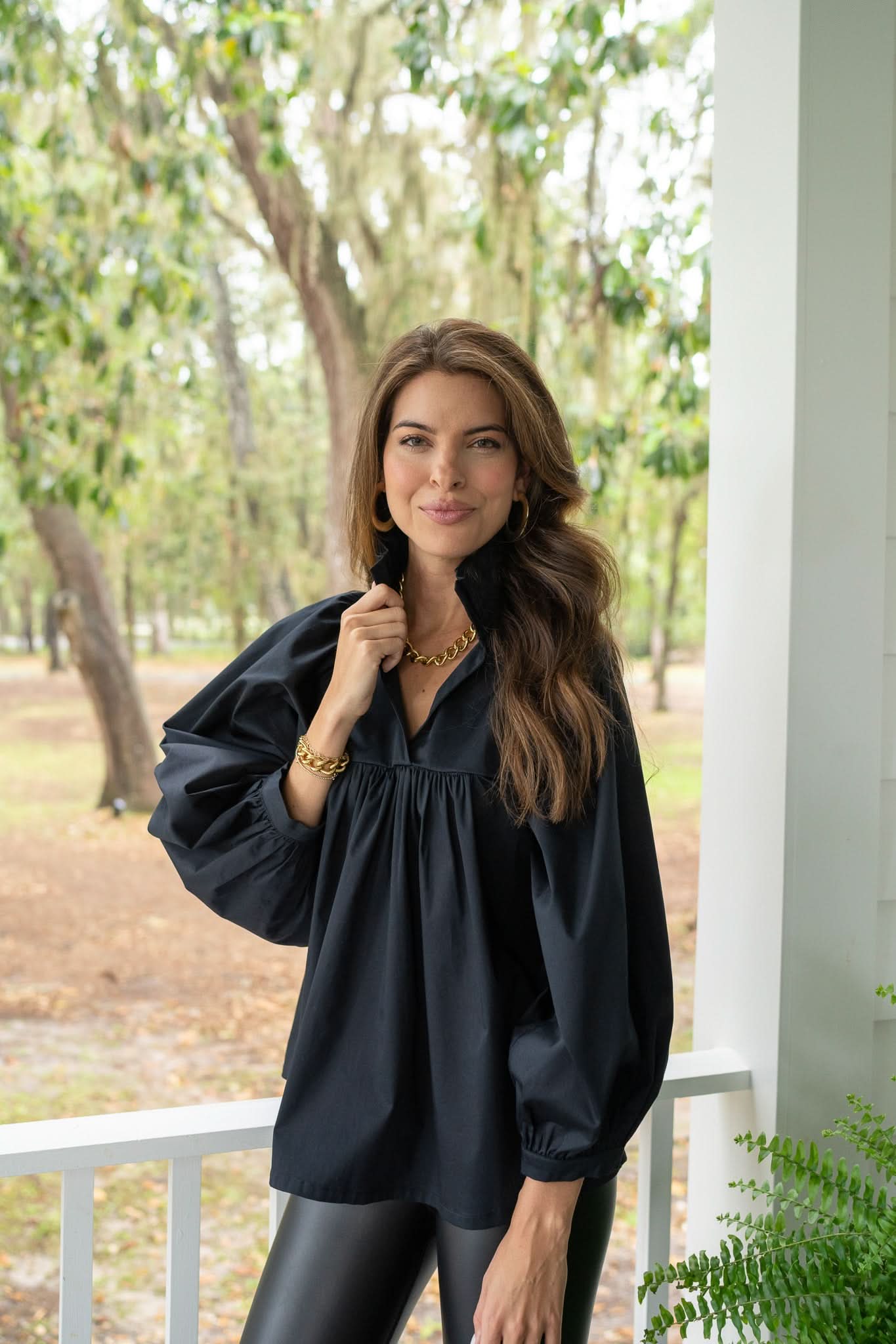 Stella Top in Black Cotton Poplin – Emily McCarthy