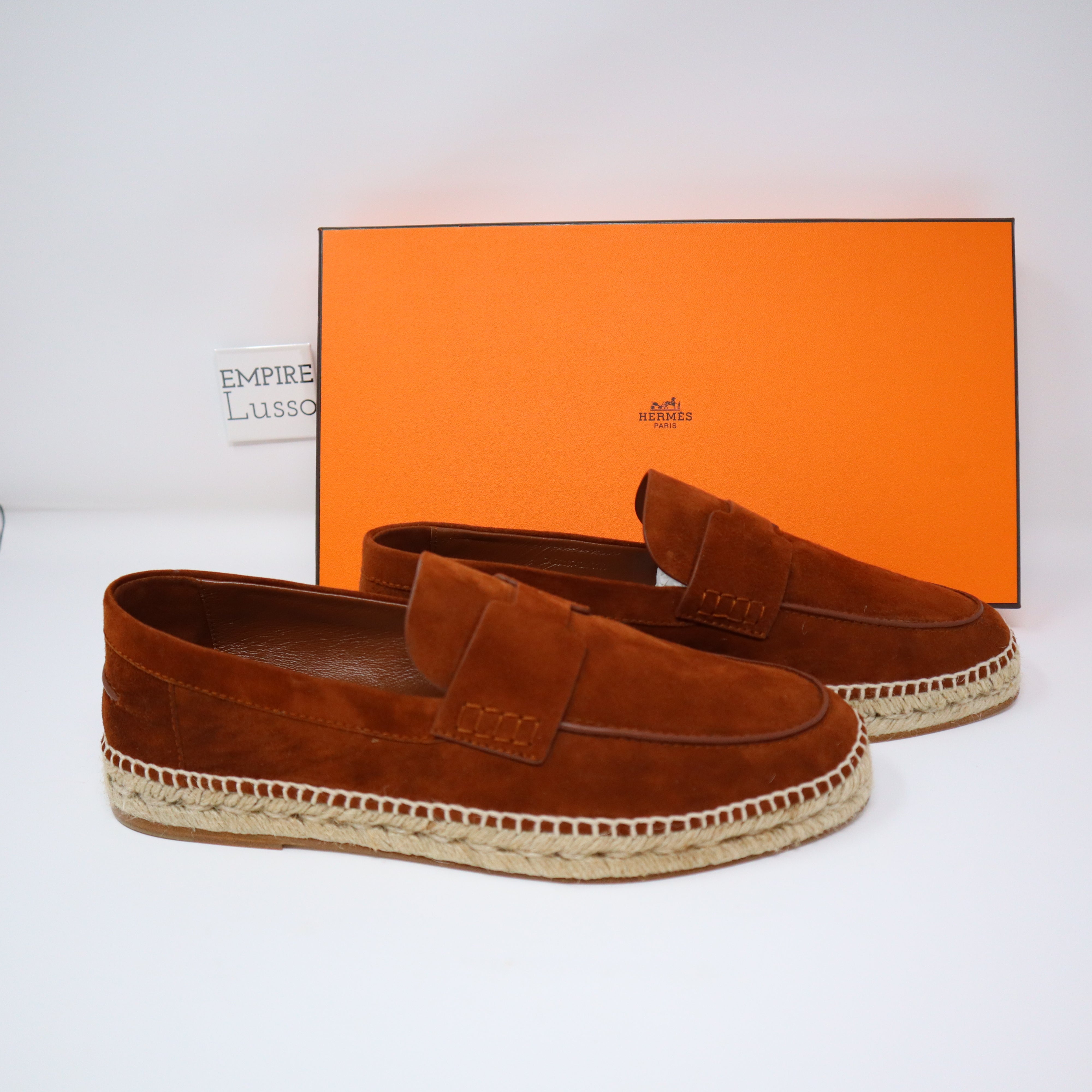 $700 42 NEW HERMES MEN Trip espadrille Gold Suede goatskin