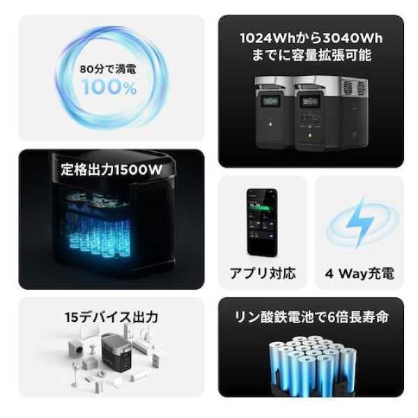 EcoFlow ポータブル電源 ZMR330JP 【メーカー保証付】 大容量 DELTA 2