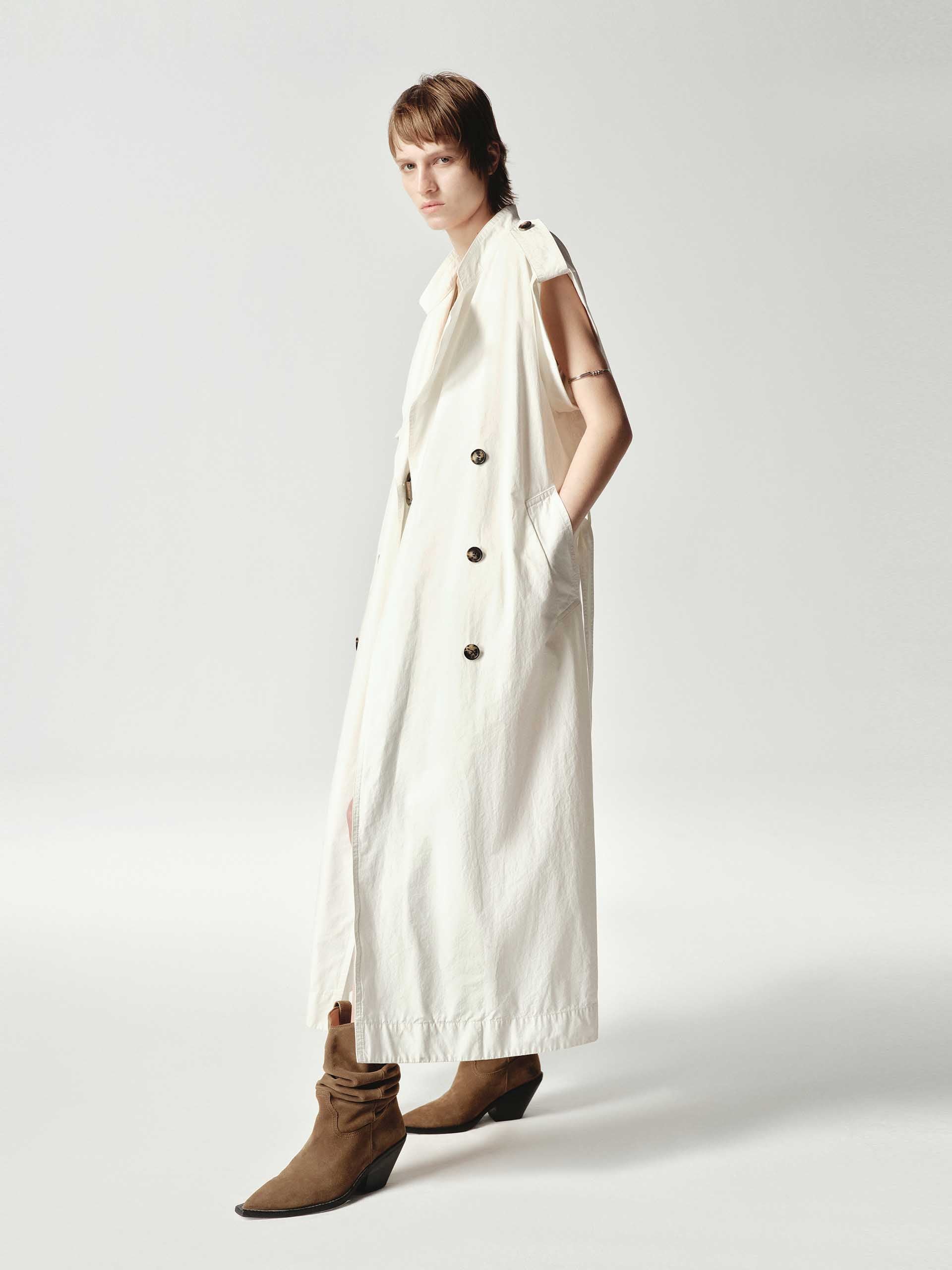 MO&Co. Women's Sleeveless Back Slit Trench Coat