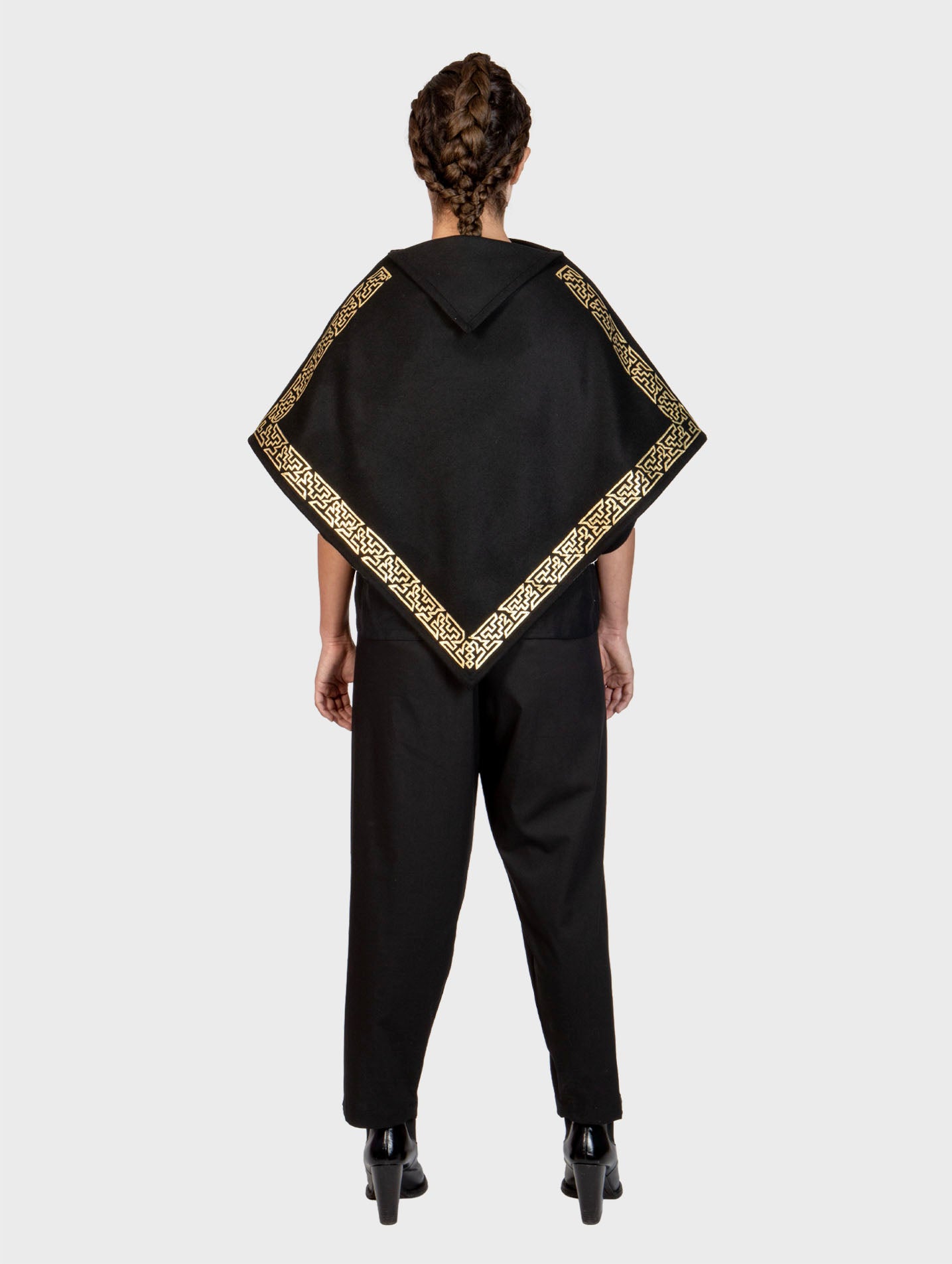 Cristobal Poncho With Leather Fretwork | Carla Fernandez