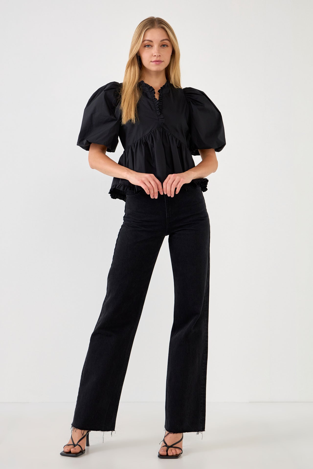 Puff Sleeve Peplum Top – Endless Rose