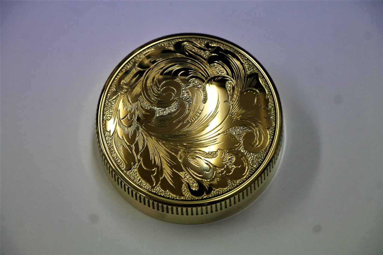 ブラスガソリンタンクキャップ(カムtype)：エングレービング＜税込