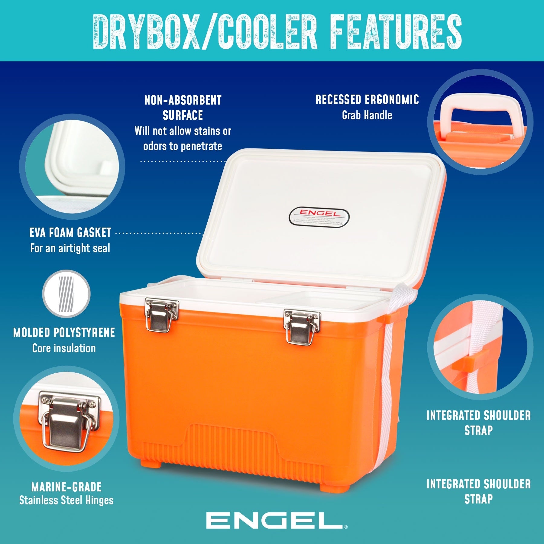 Engel UC7 7.5Qt Leak-Proof Drybox Cooler, Hard Shell Lunchbox for Work