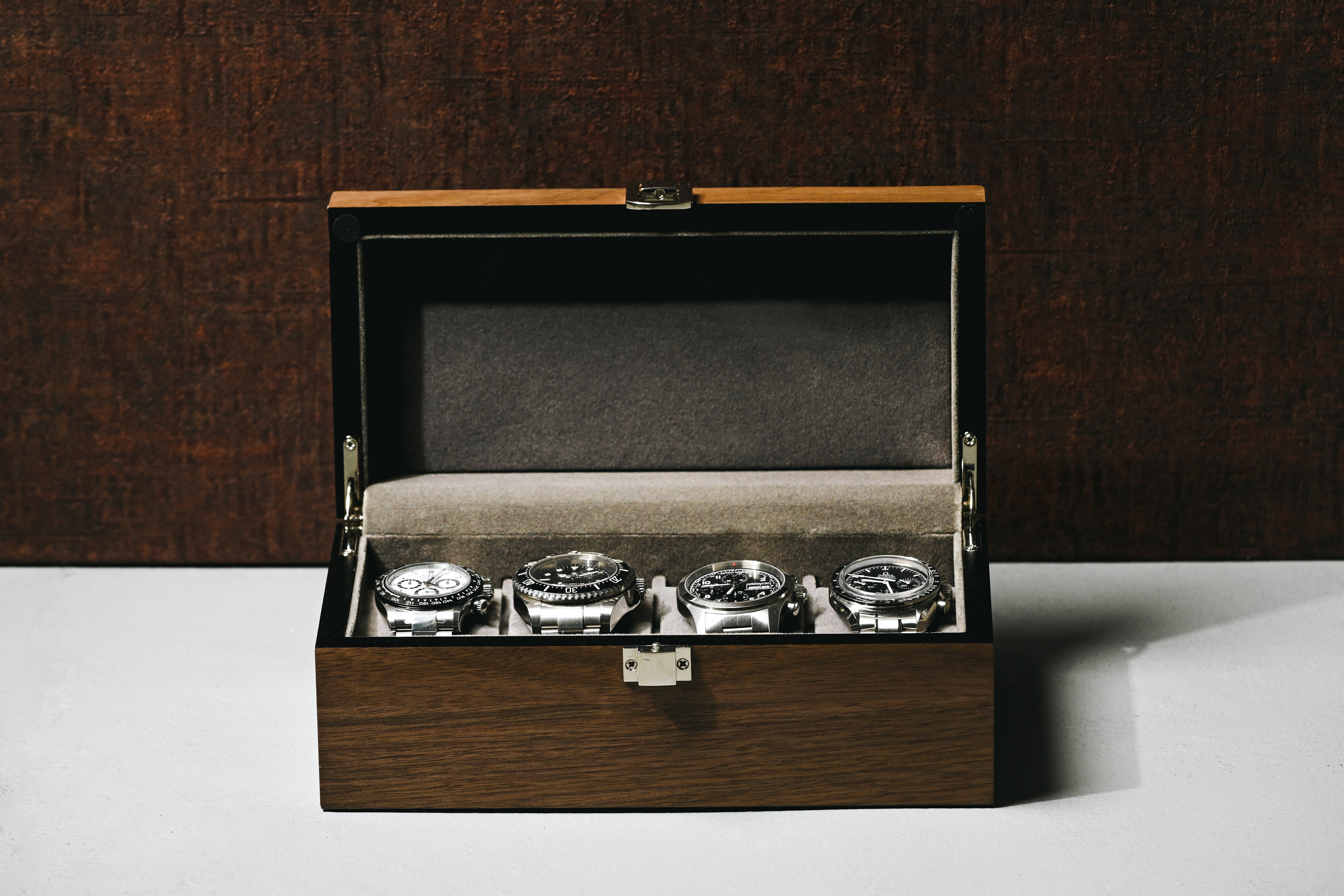 エスプリマ｜クルミ木製4本腕時計収納時計ケース クルミ木目 ES5304WD