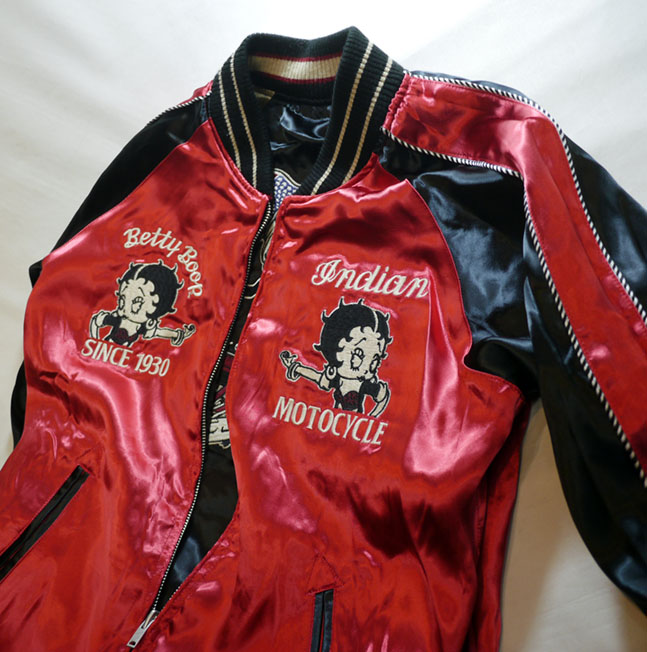 indian motocycle/betty boop(ベティーブープ） リバーシブル刺繍