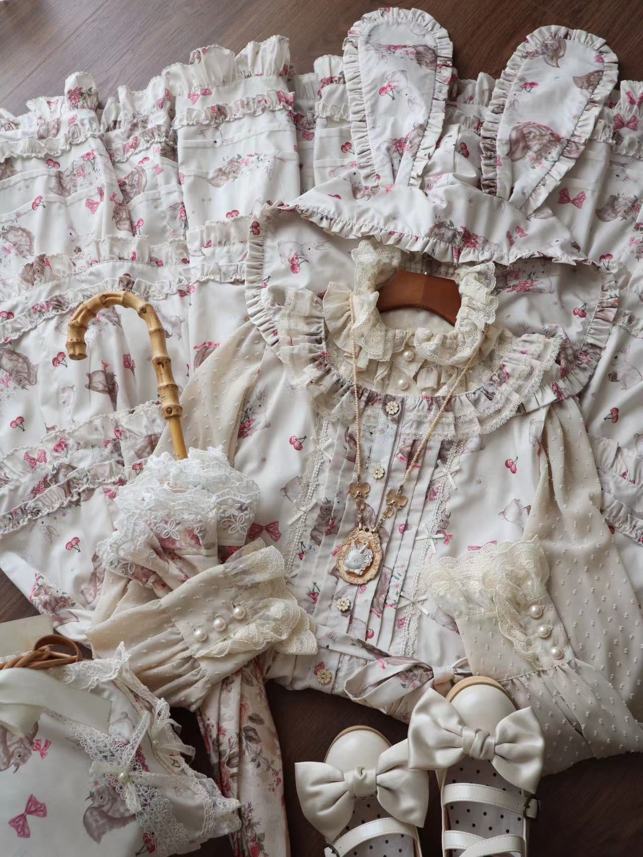 リスとウサギのジャンパースカート【Cotton Rabbit】 – Epetice