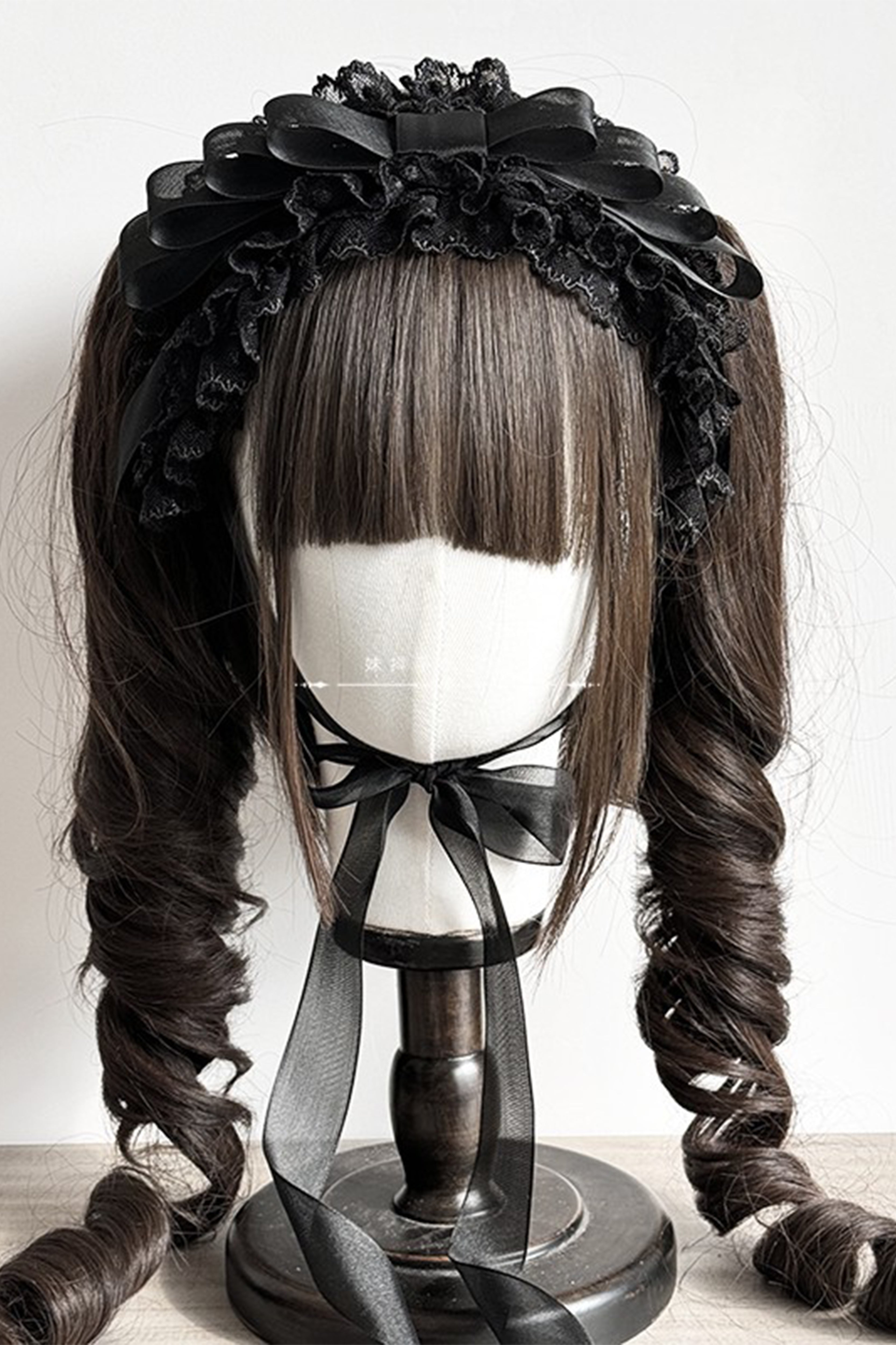 リボンヴェール付きヘッドドレス(ブラック・ホワイト)【妹抖手作工作屋