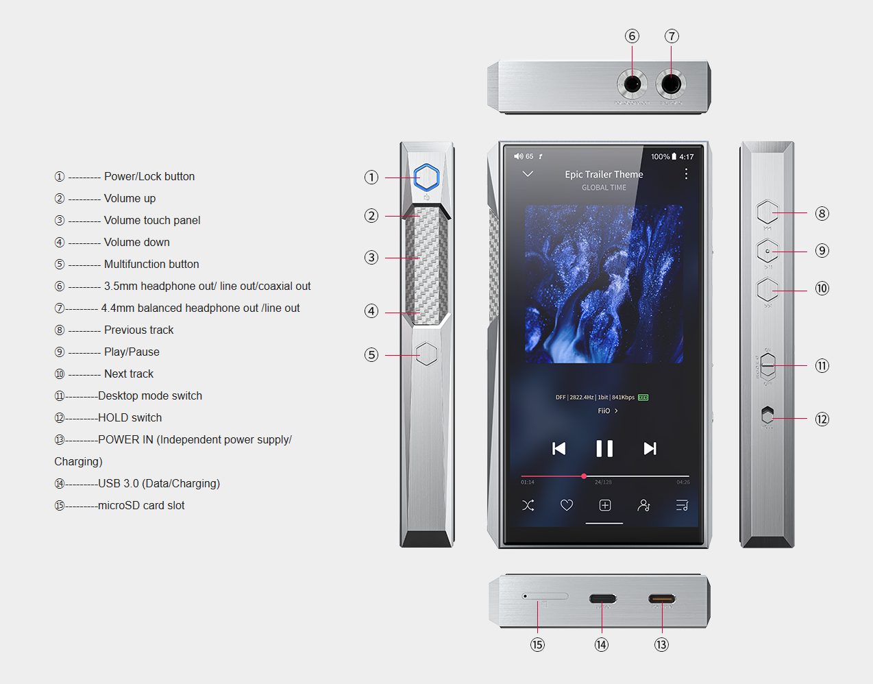 Fiio M23 Portable High-Res Music Player Audio, Portable Music