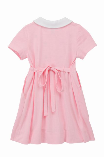 前開きスムースワンピース【ピンク】｜ハンドメイド刺繍 薔薇（ピンク