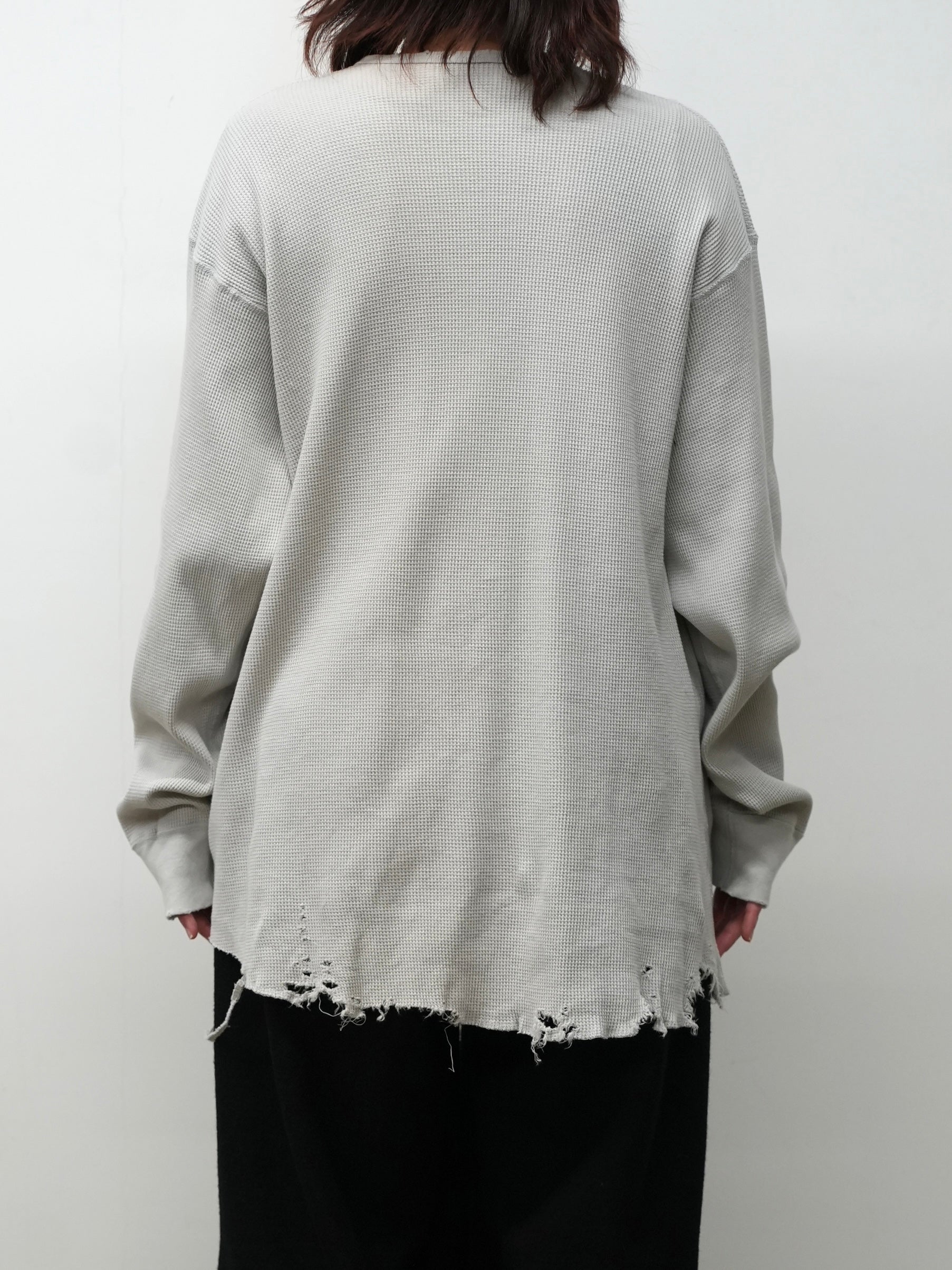 DAMAGE WAFFLE CREW LS(GREIGE)