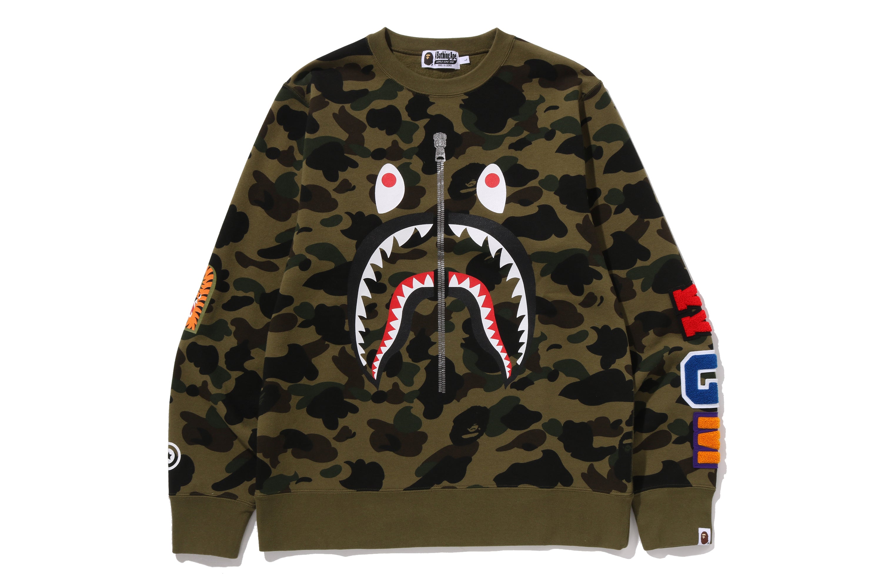 1ST CAMO SHARK CREWNECK SWEATSHIRT – eu.bape.com