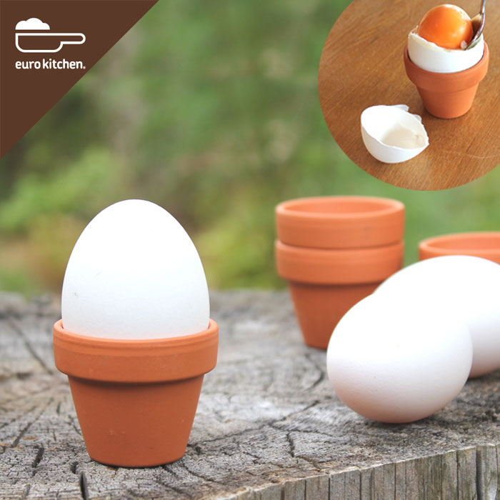 ユーロキッチン eurokitchen 素焼き鉢のエッグスタンド3個セット
