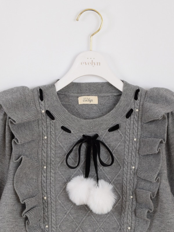 ファーリボンフリルニット｜evelyn（エブリン）公式通販サイト