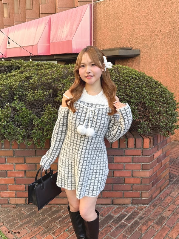 ポンポンシャギーニットワンピース｜evelyn（エブリン）公式通販サイト