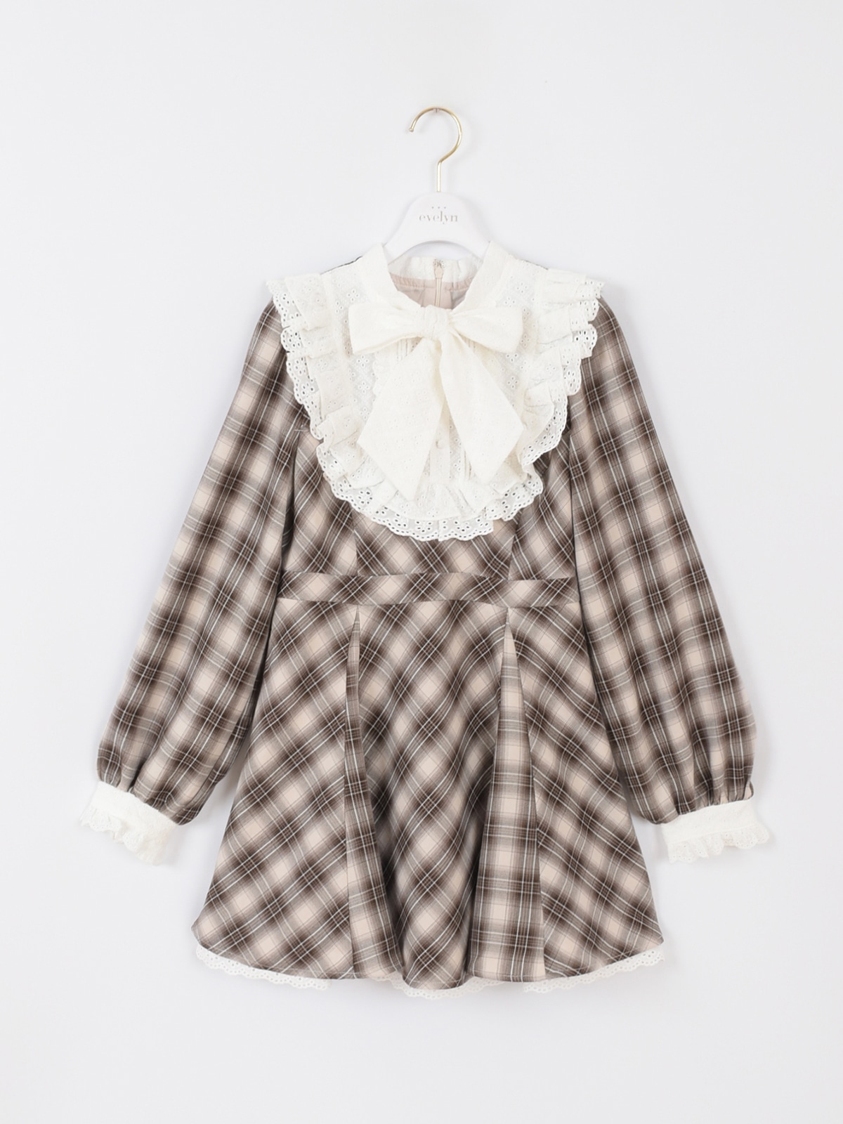 レースリボンチェックミニワンピース｜evelyn（エブリン）公式通販サイト