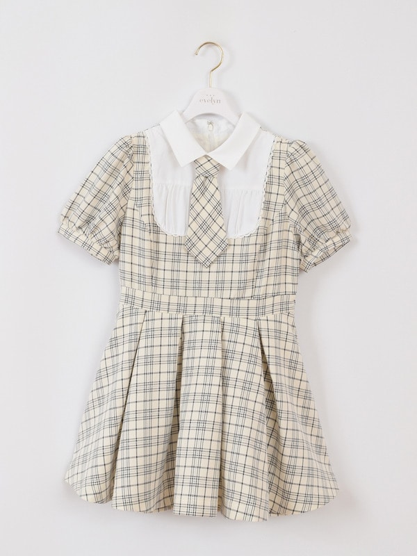 ネクタイ付きタックプリーツワンピース｜evelyn（エブリン）公式通販サイト