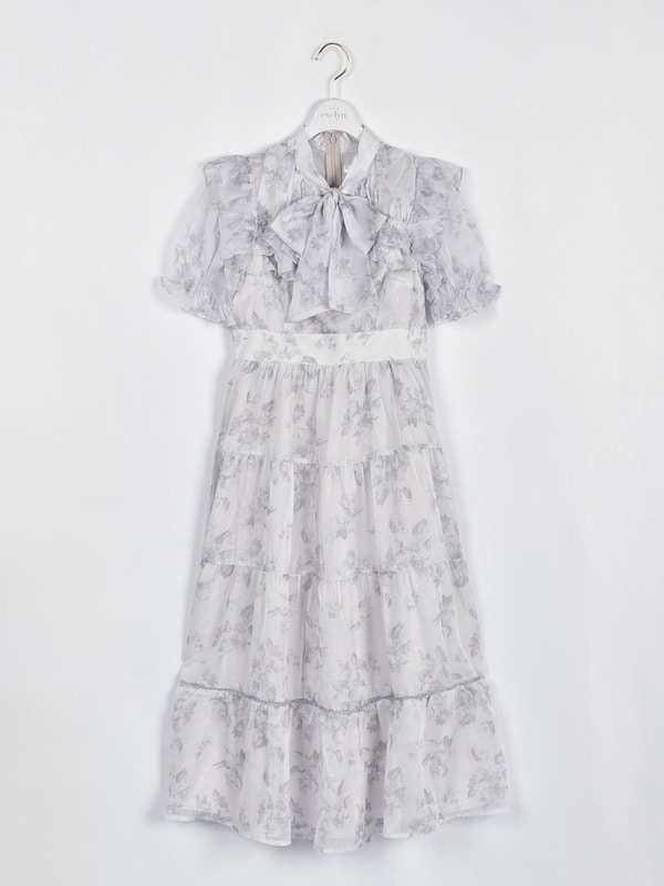 ラメフリルギャザー花柄ワンピース｜evelyn（エブリン）公式通販サイト