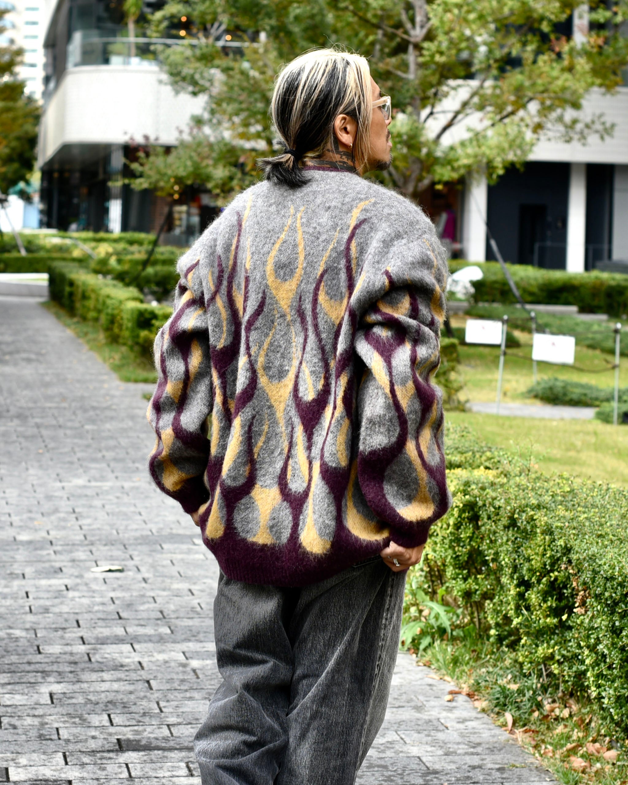 EVILACT FLAMES MOHAIR CARDIGAN burgundy | EVILACT (イーブルアクト