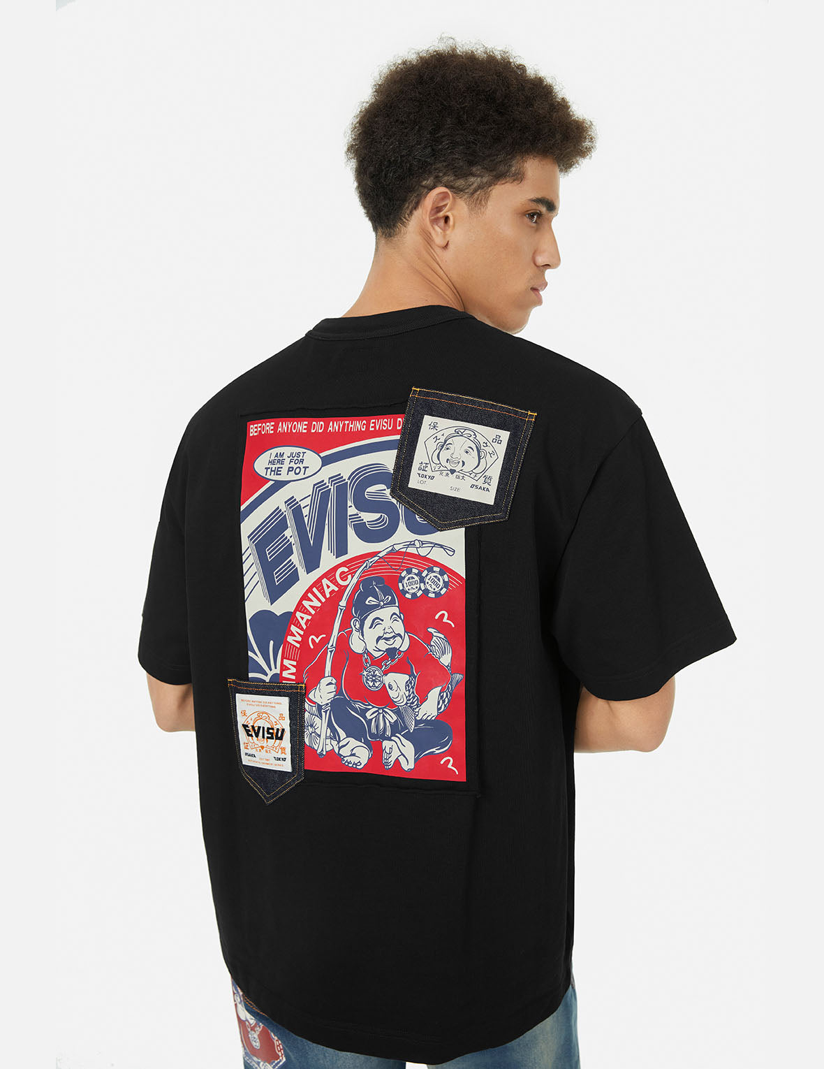 えびすポスターアップリケとカモメ刺繍のTシャツ – EVISU