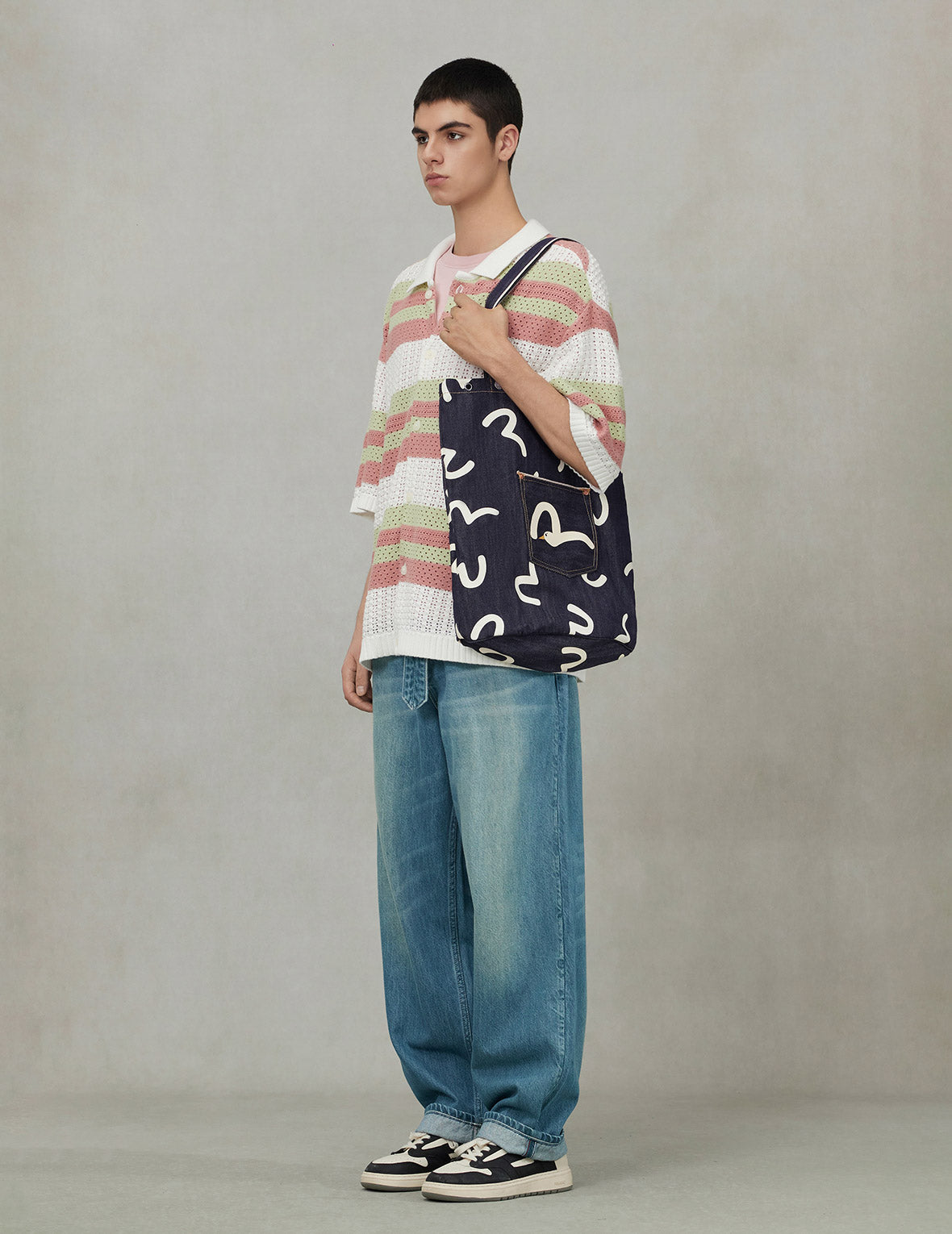 総柄カモメプリント デニムバッグ – EVISU