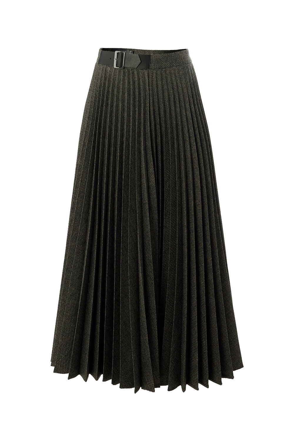 Jayda Grey Pleated Midi Skirt