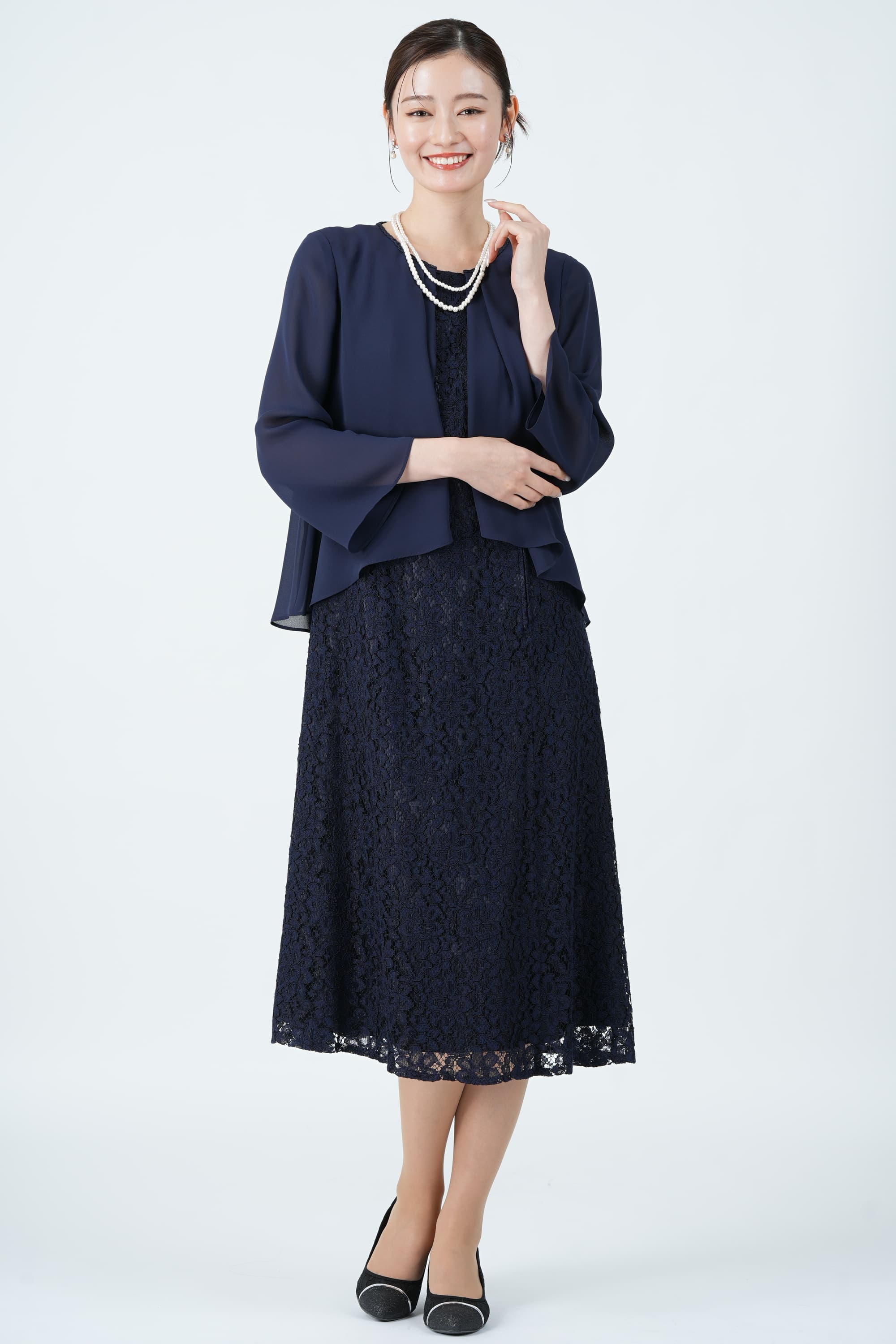 Apploberry 東京ソワール シフォンカバーアップ×総レースネイビー