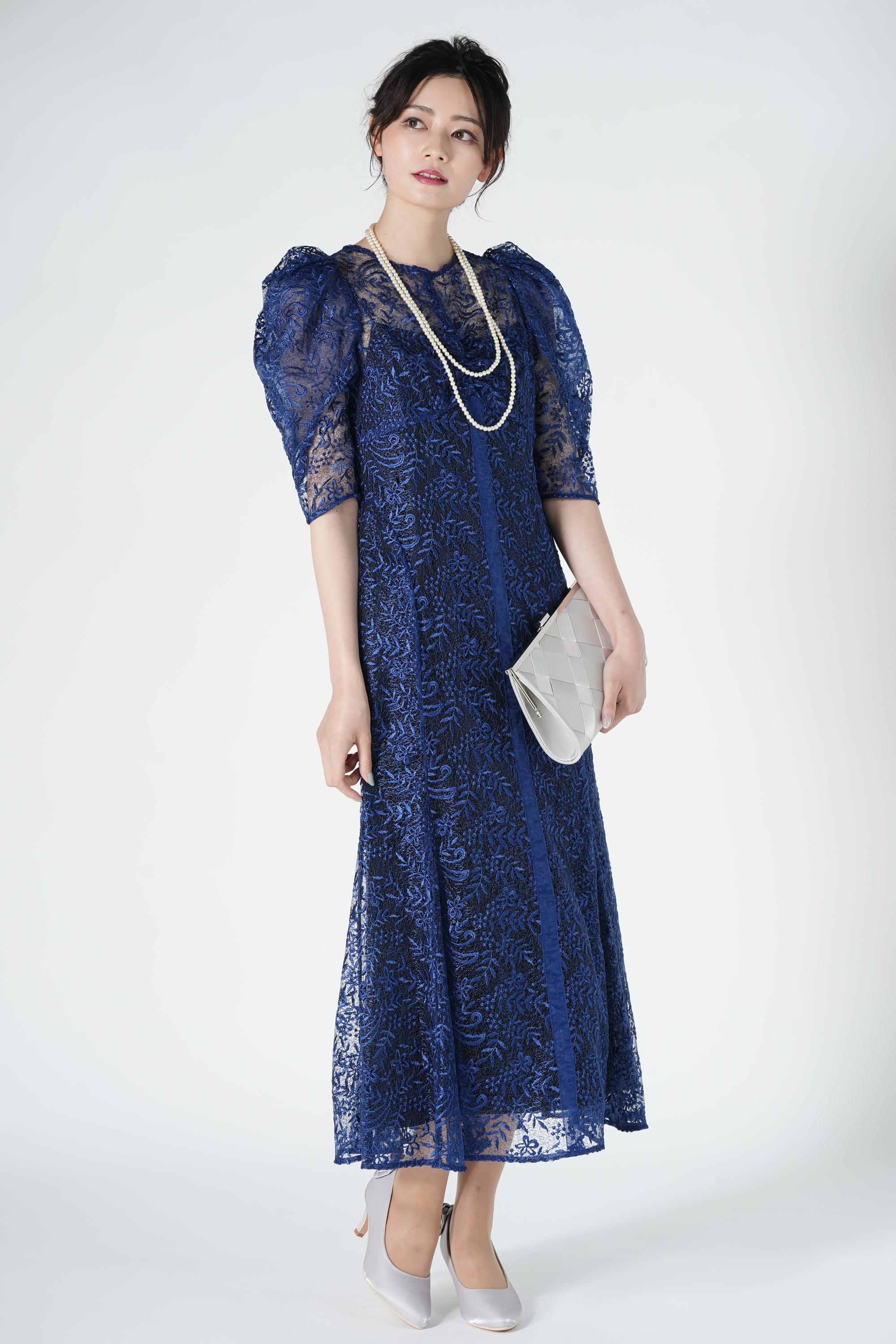 FRAY I.D チュール花柄ネイビードレス (S) をレンタル - 結婚式