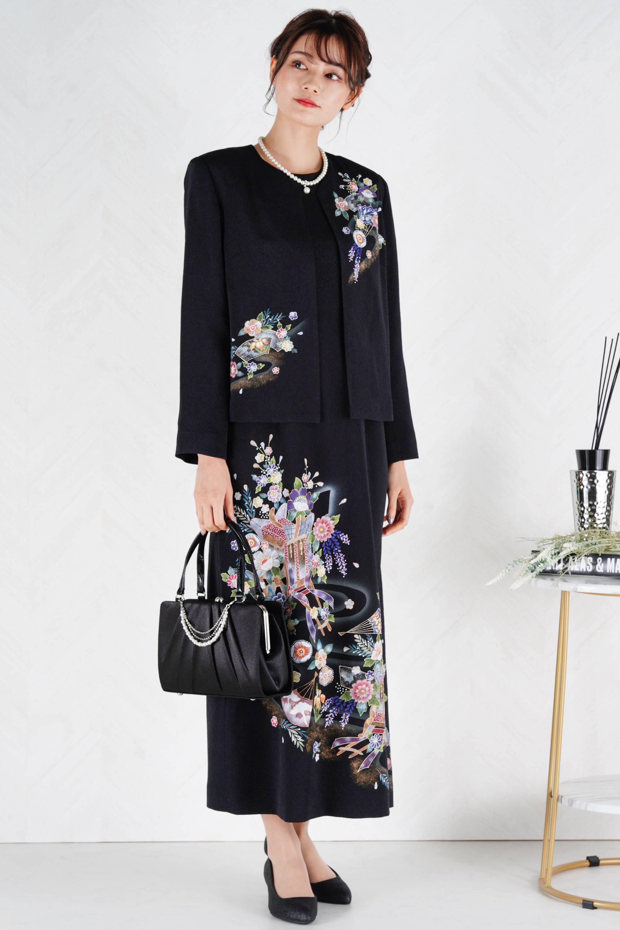 縮緬工房 留袖風京都手描き和柄ドレスセット (M〜L) をレンタル - 結婚