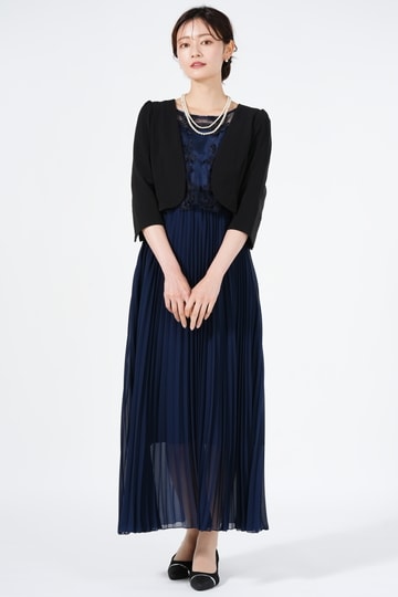 Dorry Doll チュールレース×プリーツネイビードレスセット (LL) を